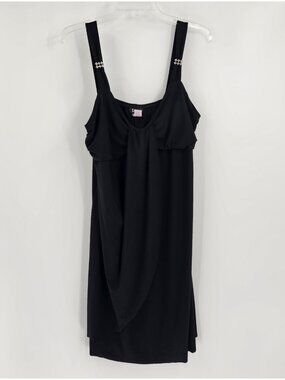 Vintage Taboo Y2K Black Sleeveless Dress - Size 2X - Embellished Straps